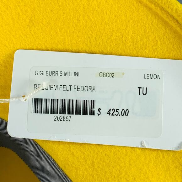GIGI BURRIS Requiem Yellow Felt Fedora Hat - Picture 7 of 7